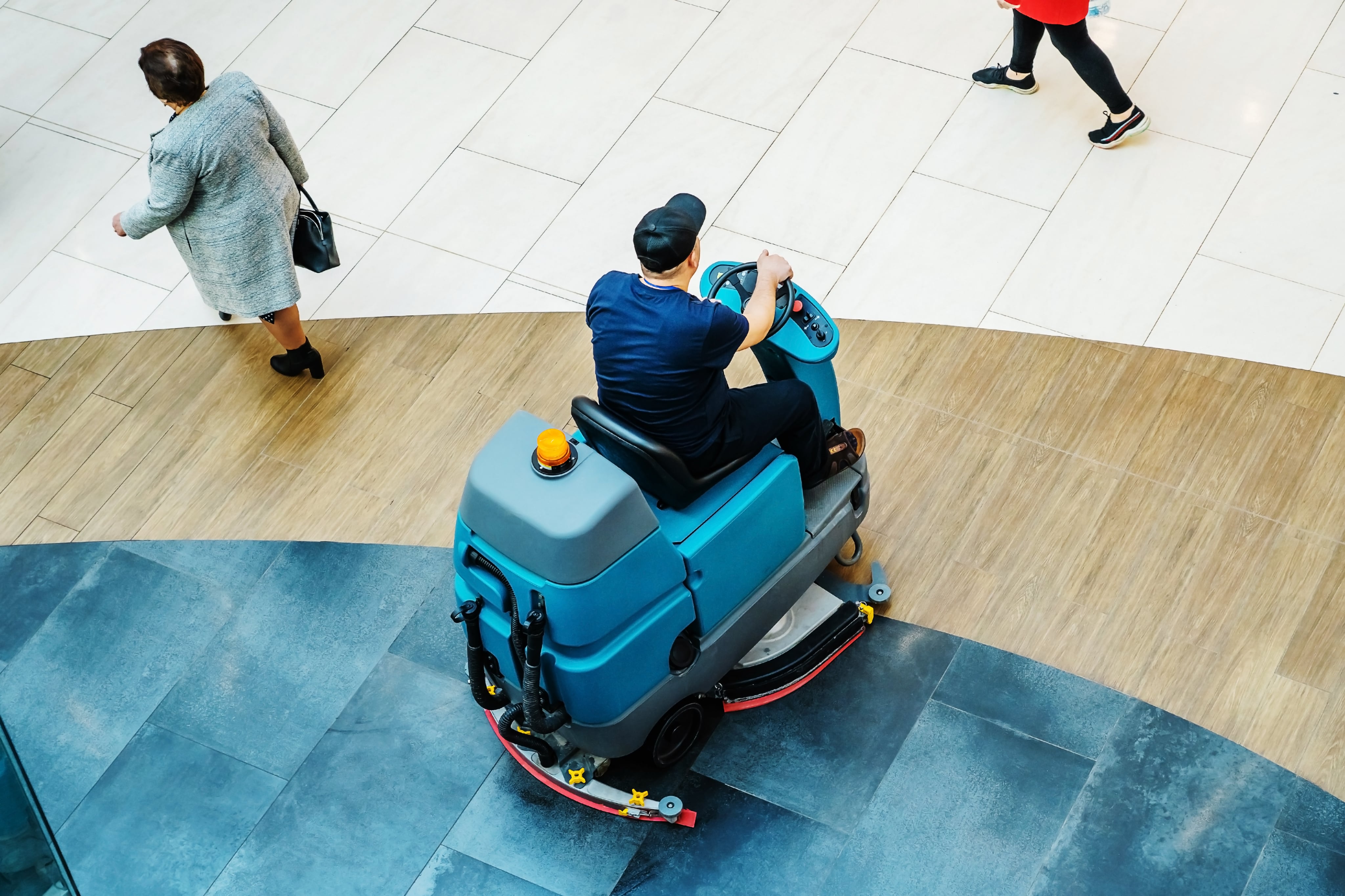 Man cleaning floor